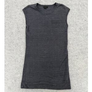 Theory Women's Gilliam Sleeveless Gray Linen Pocket Dress Petite Size